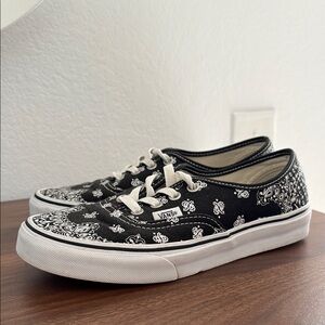 Vans Black and White Paisley Shoes